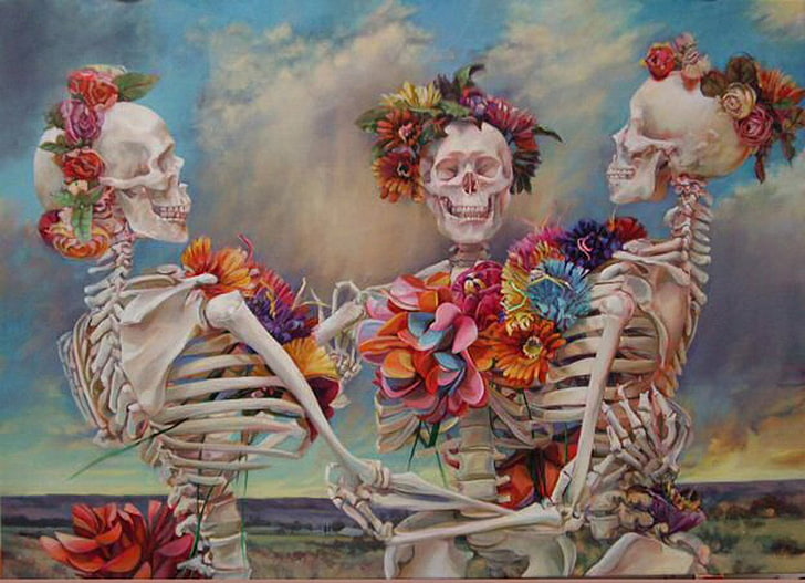 цветок, прикол, скелет, улыбка, HD обои