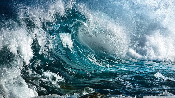 Ozeanwellen digitale Tapete, Natur, Wellen, Wasser, Meer, HD-Hintergrundbild