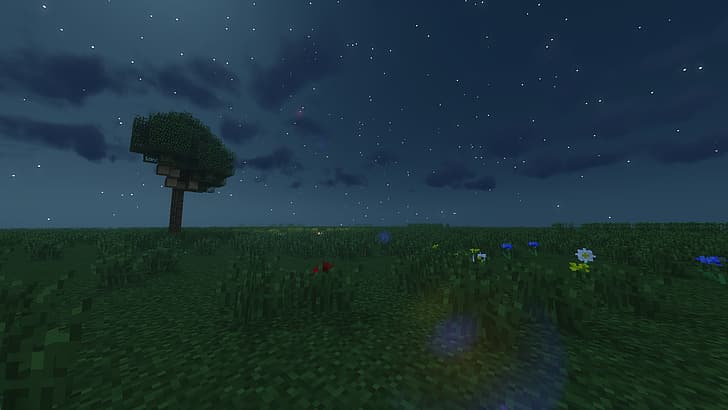 Minecraft, shaders, relaxing, night, calm, Chill Out, HD wallpaper