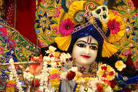 Gopala Krishna Çalma Flüt, Lord Krishna heykeli, Tanrı, Lord Krishna, oynama, flüt, heykel, HD masaüstü duvar kağıdı HD wallpaper