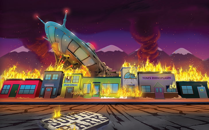 South Park crashed UFO illustration, south park, the stick of truth, game, art, HD wallpaper