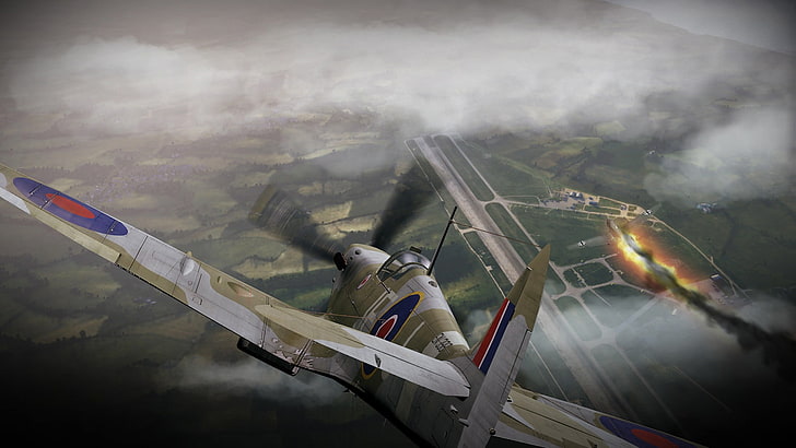เรืออวกาศสีน้ำตาลและสีเทาสงครามโลกครั้งที่สองการทหารเครื่องบินเครื่องบินทหารสหราชอาณาจักรเครื่องบินพ่นไฟ Supermarine Spitfire Royal Airforce War Thunder, วอลล์เปเปอร์ HD