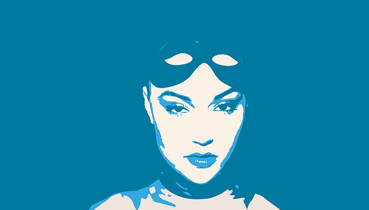 Sasha Grey, biru, Wallpaper HD