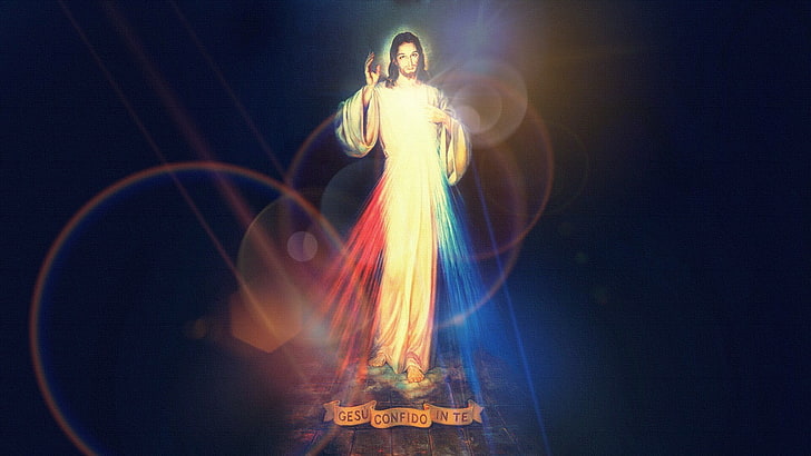 Jesus Christ digital wallpaper, Jesus Christ, lights, Christianity, God, reflection, religion, HD wallpaper
