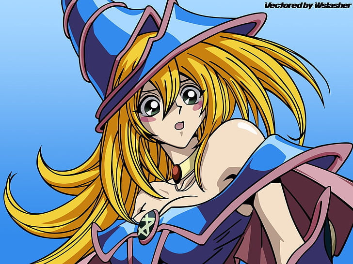 Karakter perempuan Yu-Gi-Oh, seni vektor yugioh, gadis, penyihir, topi, Wallpaper HD