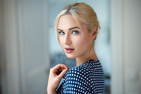 портрет, Ева Микулски, блондинка, жени, лице, HD тапет HD wallpaper