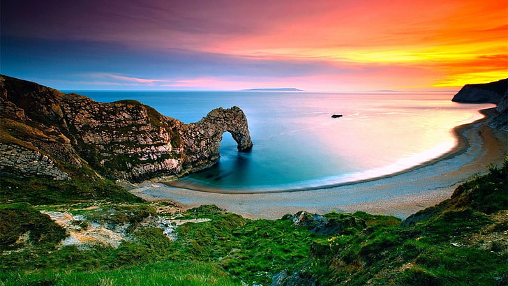Jorden, Durdle Door, Beach, Coastline, Dorset, England, Horizon, Ocean, HD tapet