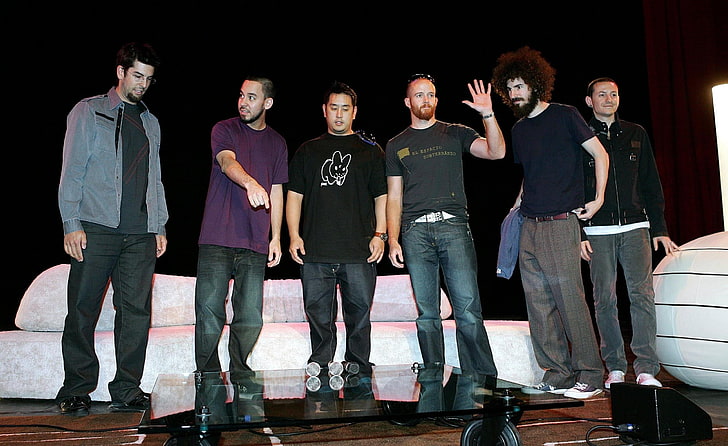 chemises à col rond noir pour hommes, Linkin Park, hommes, gangs, lp, gens, participants, Fond d'écran HD