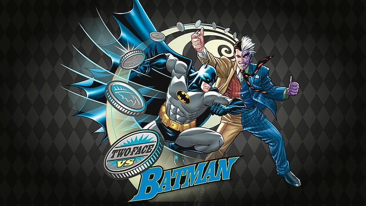 عملات باتمان ذات الوجهين HD ، رسوم متحركة / فكاهية ، باتمان ، وجه ، اثنان ، عملات معدنية، خلفية HD