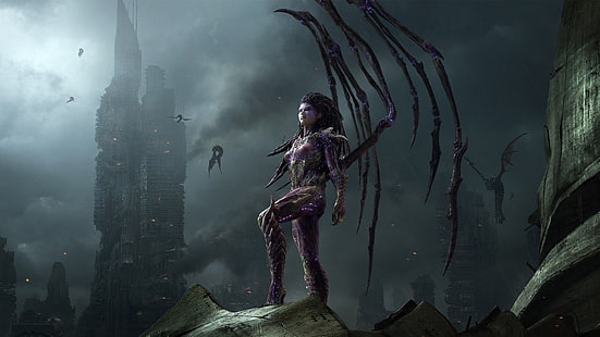 Zerg, Sarah Kerrigan, Kerrigan, StarCraft II: Heart Of The Swarm, Queen of Blades, фентъзи изкуство, StarCraft, HD тапет HD wallpaper