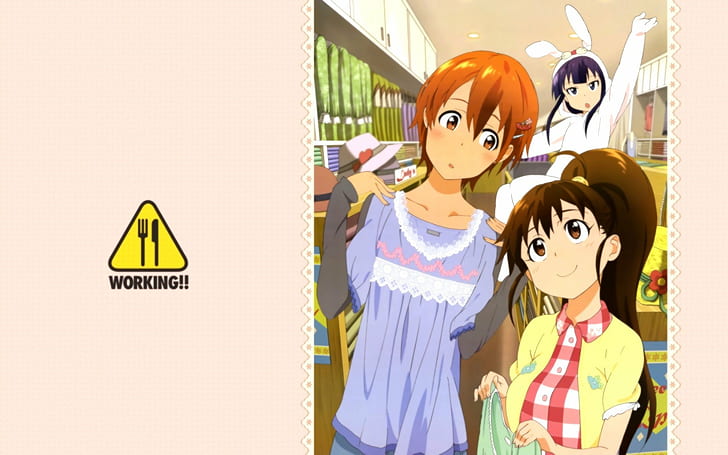 Anime Girls, Inami Mahiru, Taneshima Popura, Working !!, Yamada Aoi, วอลล์เปเปอร์ HD