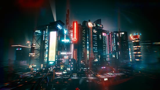 Cyberpunk 2077, cyberpunk, NightCity, videojuegos, noche, Fondo de pantalla HD HD wallpaper