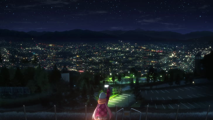 Yuru Camp, Nachtsicht, HD-Hintergrundbild
