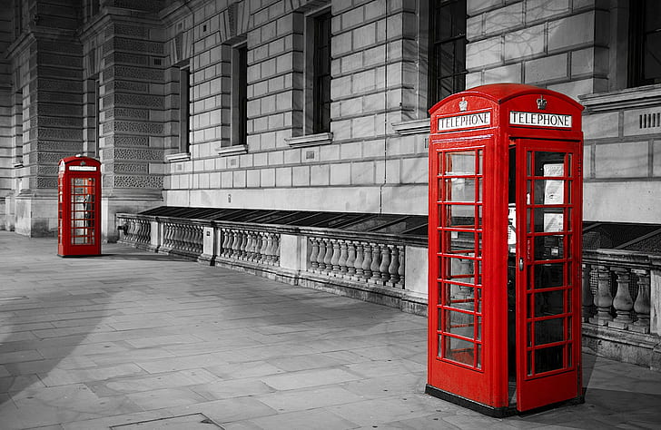 London, phone, red, photo, phone, symbol, photographer, red, Jamie Frith, booth, HD wallpaper