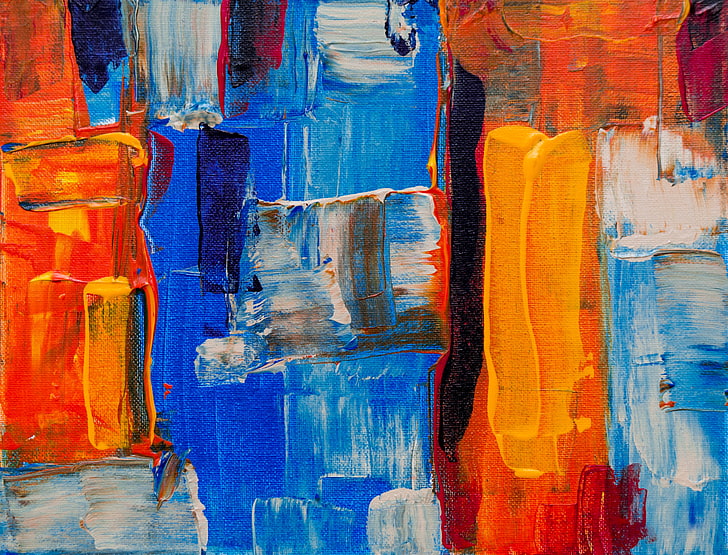 peinture abstraite multicolore, peinture, taches, rayures, toile, Fond d'écran HD