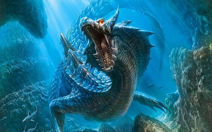 dragon, Lagiacrus, Monster Hunter, HD wallpaper