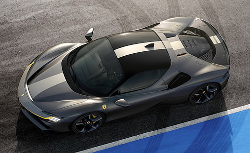 Ferrari, SF90, Stradale, macchine da corsa, corse, macchine grigie, Sfondo HD HD wallpaper
