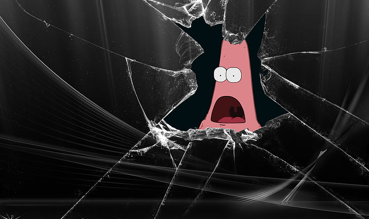 Spongebob Squarepants Patrick Star illustration, Humor, Patrick, broken screen, HD wallpaper