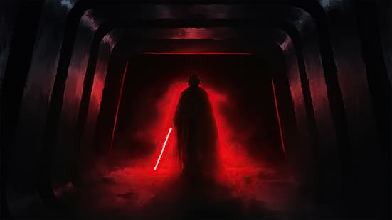 Darth Vader, Gwiezdne wojny, grafika, miecz świetlny, złoczyńcy z Gwiezdnych wojen, Sith, Tapety HD HD wallpaper