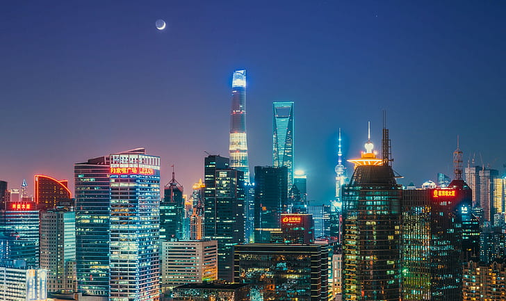 Oriental Pearl Tower, Shanghai Tower, Shanghai Tower, Oriental Pearl Tower, Shanghai World Financial Center, HD tapet