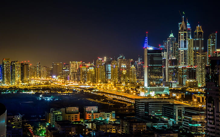 Förenade Arabemiraten hus Dubai Megapolis nattstäder 2560 × 1600, HD tapet