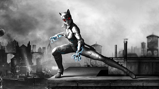 Catwoman dijital duvar kağıdı, Catwoman, video oyunları, Batman: Arkham City, dijital sanat, HD masaüstü duvar kağıdı HD wallpaper