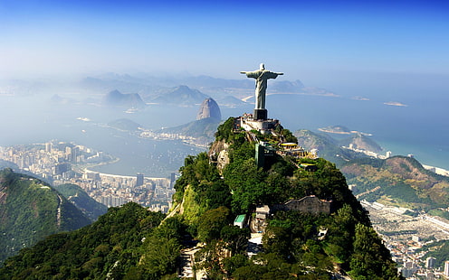 Рио де Жанейро Пейзажни сгради Крайбрежие Статуя на Христос Изкупителя HD, пейзаж, сгради, градски пейзаж, крайбрежието, статуя, де, Рио, Христос, Жанейро, Изкупител, HD тапет HD wallpaper
