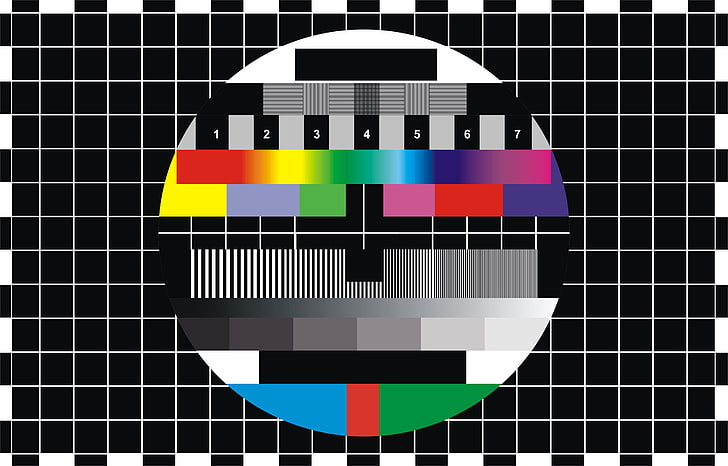 Philips PM5544 television test pattern, color, paint, rainbow, TV, monitor, screen, table, HD wallpaper