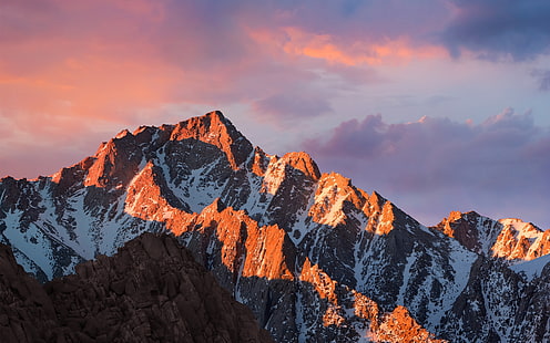 schneebedeckte Berge, Berge, Apfel, Mac, OS X, macOS Sierra, HD-Hintergrundbild HD wallpaper