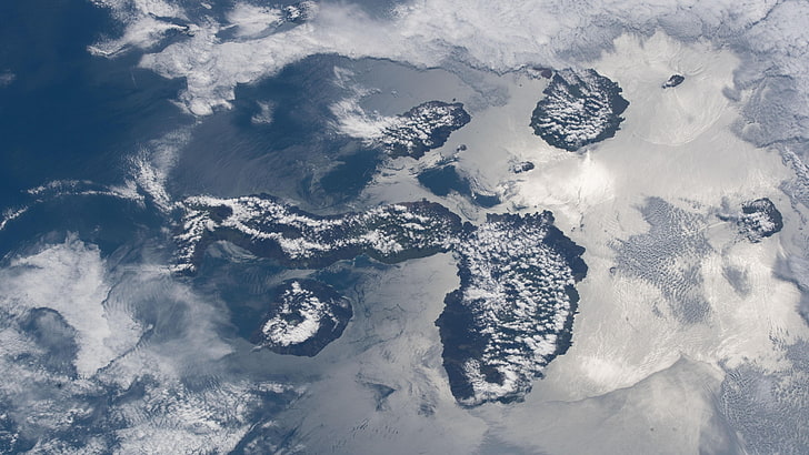 НАСА, Галапагосские острова, земля, мир, облака, острова, океан, аэрофотосъемка, HD обои