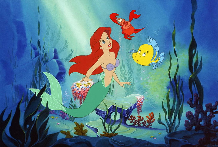 Disney die kleine Meerjungfrauillustration, die kleine Meerjungfrau, HD-Hintergrundbild