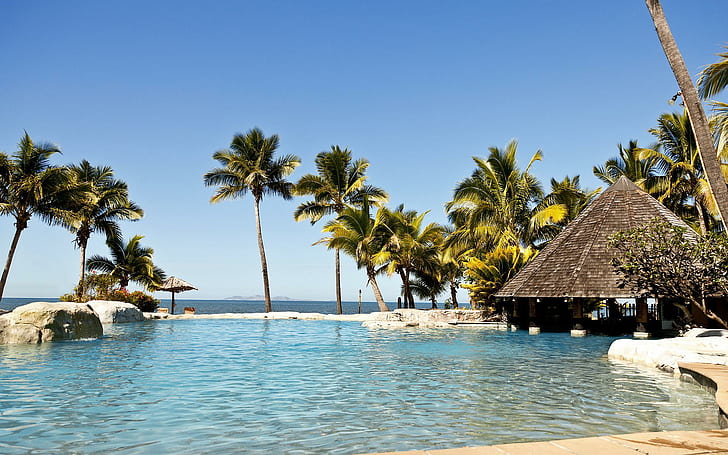 Райские острова Фиджи, пляж, природа, фиджи, острова, рай, HD обои