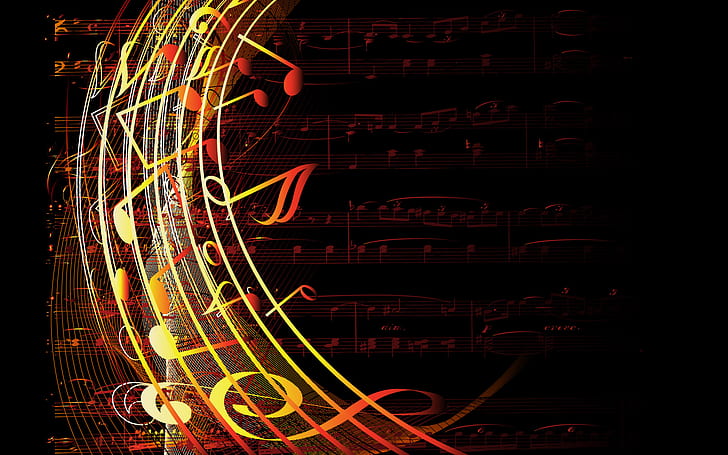 Swirl Music Notes, musique, notes, tourbillon, Fond d'écran HD