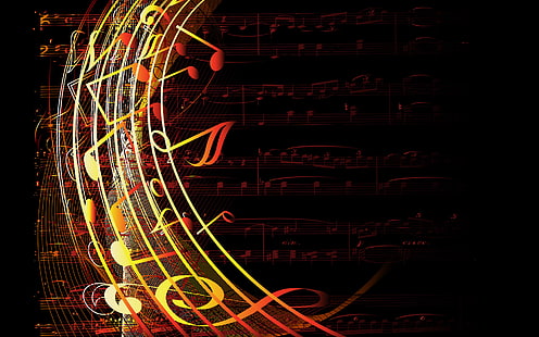 Swirl Music Notes, música, notas, remolino, Fondo de pantalla HD HD wallpaper