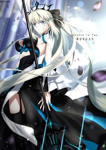 อะนิเมะ สาวอะนิเมะ หน้าอก นมใหญ่ Fate series Fate/Grand Order Morgan le Fay หางม้า ผมยาว ผมขาว, วอลล์เปเปอร์ HD HD wallpaper