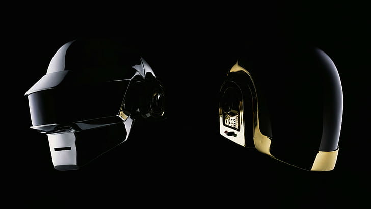 Daft Punk, music, black background, helmet, HD wallpaper