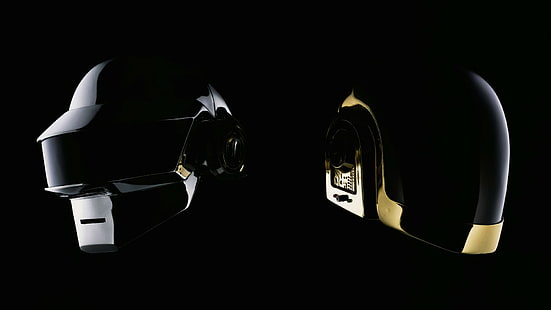 Daft Punk, musica, sfondo nero, casco, Sfondo HD HD wallpaper