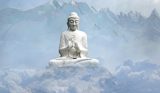 ديني ، بوذا ، بوذية ، سحابة ، تمثال، خلفية HD HD wallpaper