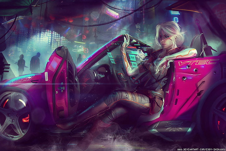 Video Game, Crossover, Ciri (The Witcher), Cyberpunk 2077, The Witcher 3: Wild Hunt, HD wallpaper