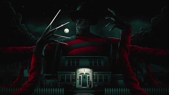  Freddy Krueger, nightmare, horror, house, creature, night, smile, knives, HD wallpaper HD wallpaper