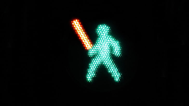 зелено-оранжевые дорожные знаки, звездные войны, световой меч, светофор, фотошоп, минимализм, HD обои