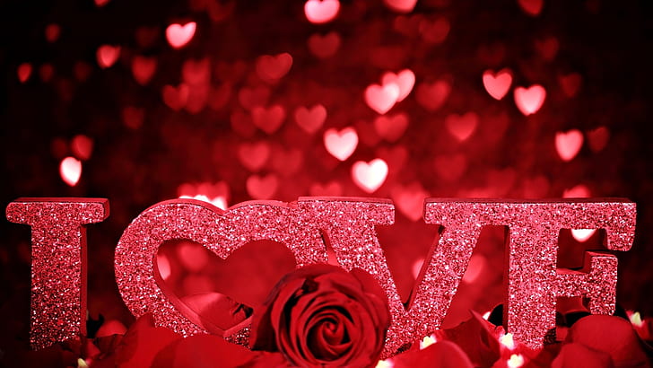 해피 발렌타인 데이, 심장, 사랑, 장미, 발렌타인, HD 배경 화면