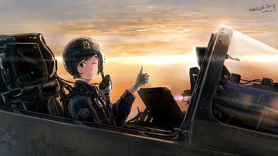 アニメ、アニメの女の子、パイロット、 HDデスクトップの壁紙 HD wallpaper