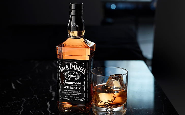 Glas, Flasche, Eis, Whisky, Box, Jack Daniels, HD-Hintergrundbild