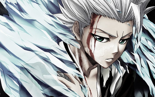 white haired male Bleach anime character, anime, Bleach, Hitsugaya Toshiro, HD wallpaper HD wallpaper