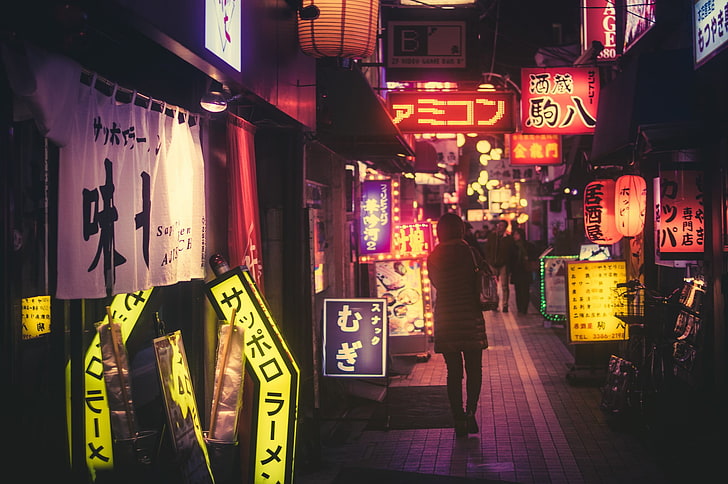 Masashi Wakui, Giappone, notte, strada, Sfondo HD