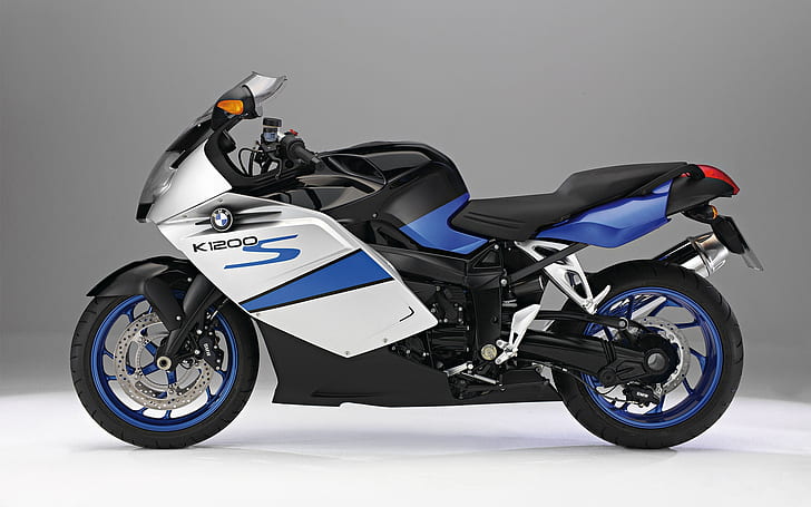 BMW K1200S, weißes, schwarzes und blaues Sportrad, moto, HD-Hintergrundbild