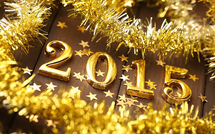 Año nuevo 2015, decoración temática de oro 2015, festivales / fiestas, año nuevo, 2015, dorado, Fondo de pantalla HD