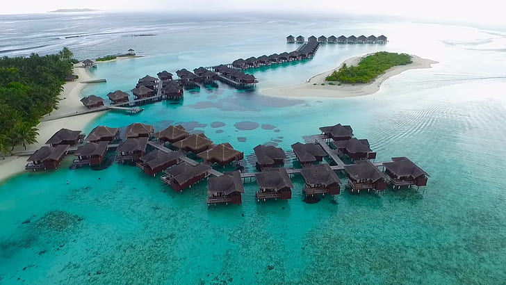 Удивительные острова на Мальдивах от Drone Обои 1920 × 1080, HD обои