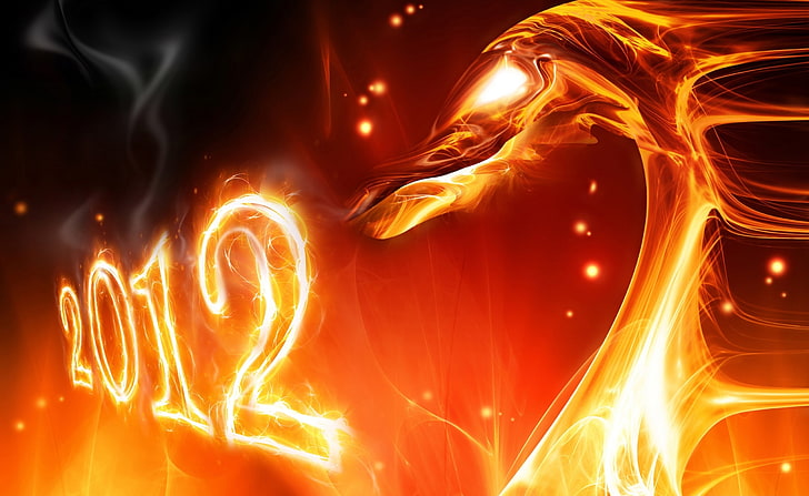 Chinese New Year 2012 Year of the Dragon, 2012 flame logo, Holidays, New Year, Dragon, Chinese, Year, 2012, HD wallpaper